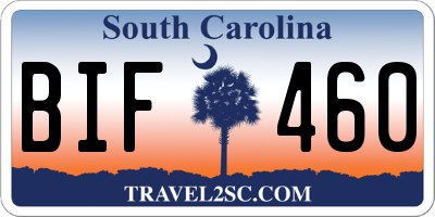 SC license plate BIF460