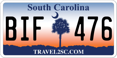 SC license plate BIF476