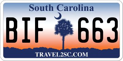 SC license plate BIF663