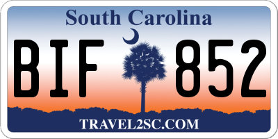 SC license plate BIF852