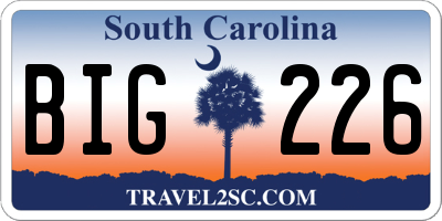 SC license plate BIG226