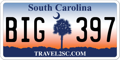 SC license plate BIG397
