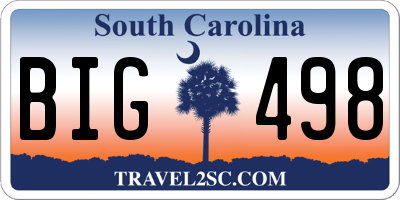 SC license plate BIG498
