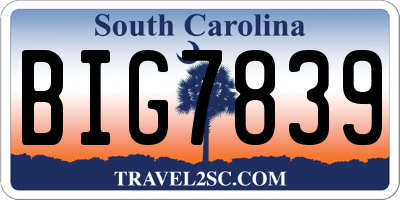 SC license plate BIG7839