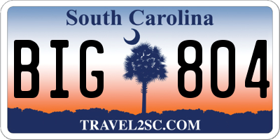 SC license plate BIG804