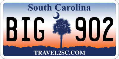 SC license plate BIG902