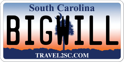 SC license plate BIGWILL