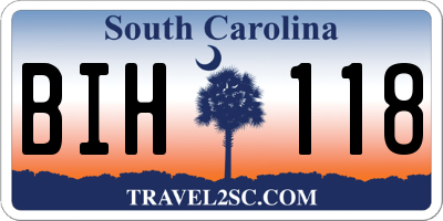 SC license plate BIH118