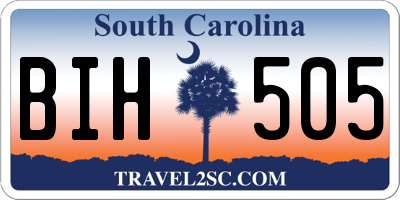 SC license plate BIH505