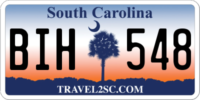 SC license plate BIH548