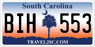 SC license plate BIH553