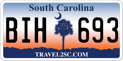 SC license plate BIH693