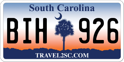 SC license plate BIH926