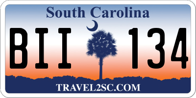 SC license plate BII134