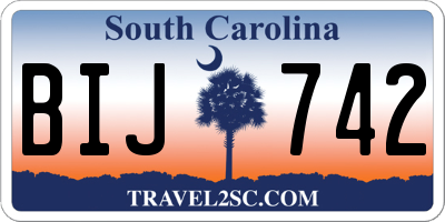 SC license plate BIJ742
