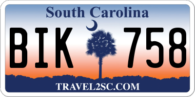 SC license plate BIK758