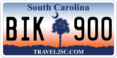 SC license plate BIK900