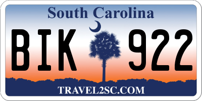 SC license plate BIK922