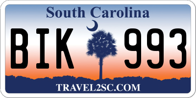 SC license plate BIK993