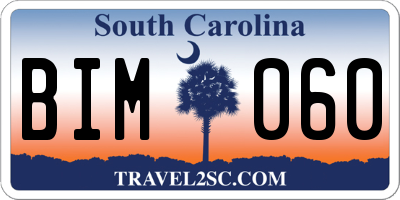 SC license plate BIM060