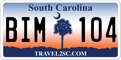 SC license plate BIM104