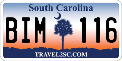 SC license plate BIM116