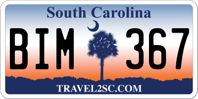 SC license plate BIM367