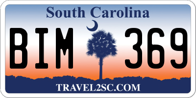 SC license plate BIM369