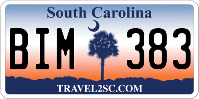 SC license plate BIM383