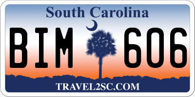 SC license plate BIM606