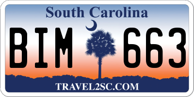 SC license plate BIM663