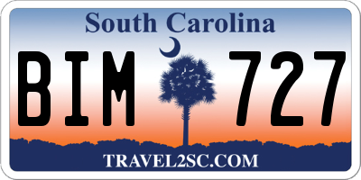 SC license plate BIM727