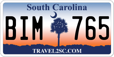 SC license plate BIM765
