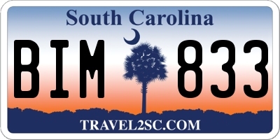 SC license plate BIM833