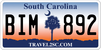 SC license plate BIM892