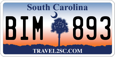 SC license plate BIM893