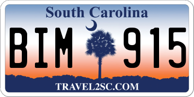 SC license plate BIM915