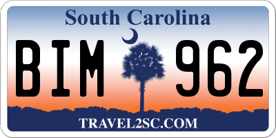 SC license plate BIM962