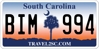 SC license plate BIM994