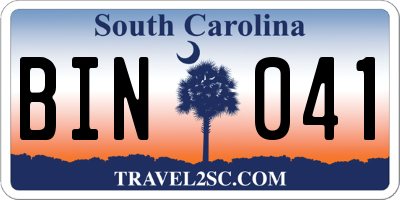 SC license plate BIN041