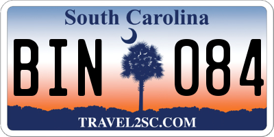 SC license plate BIN084