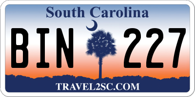 SC license plate BIN227