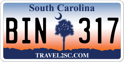 SC license plate BIN317