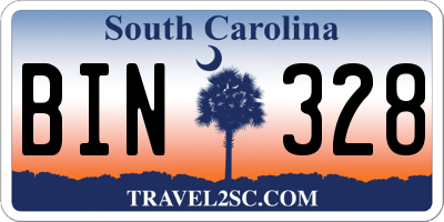 SC license plate BIN328
