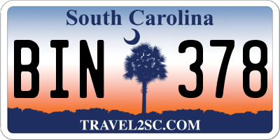 SC license plate BIN378