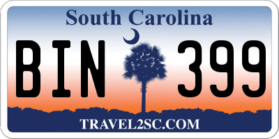 SC license plate BIN399