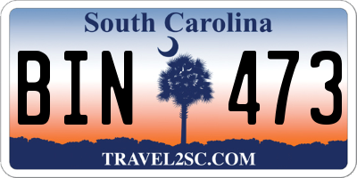 SC license plate BIN473