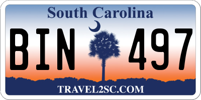 SC license plate BIN497