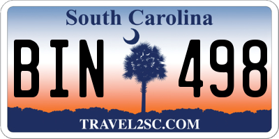 SC license plate BIN498