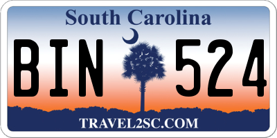 SC license plate BIN524